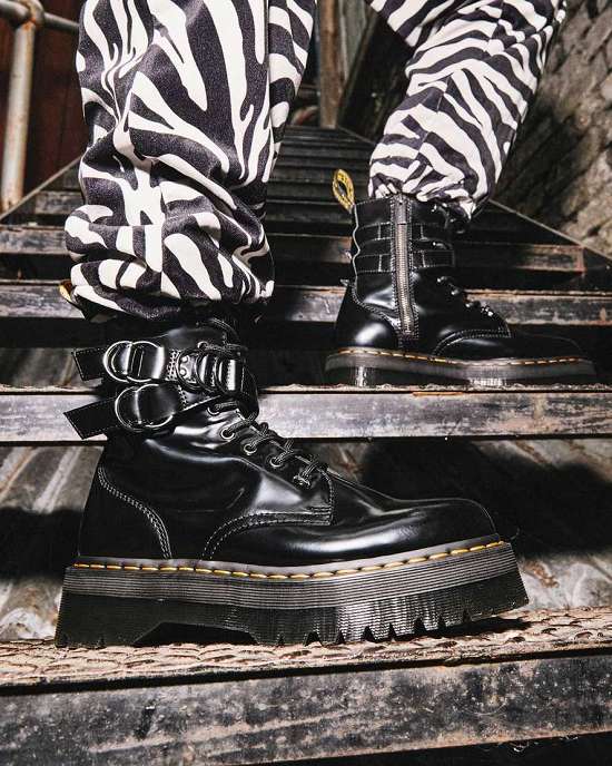Botas Con Cordones Dr. Martens Jadon Hardware Strap Mujer Negros MX-74893